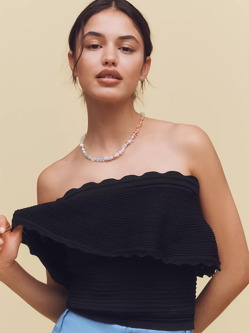 Anthropologie knit ruffle tube top